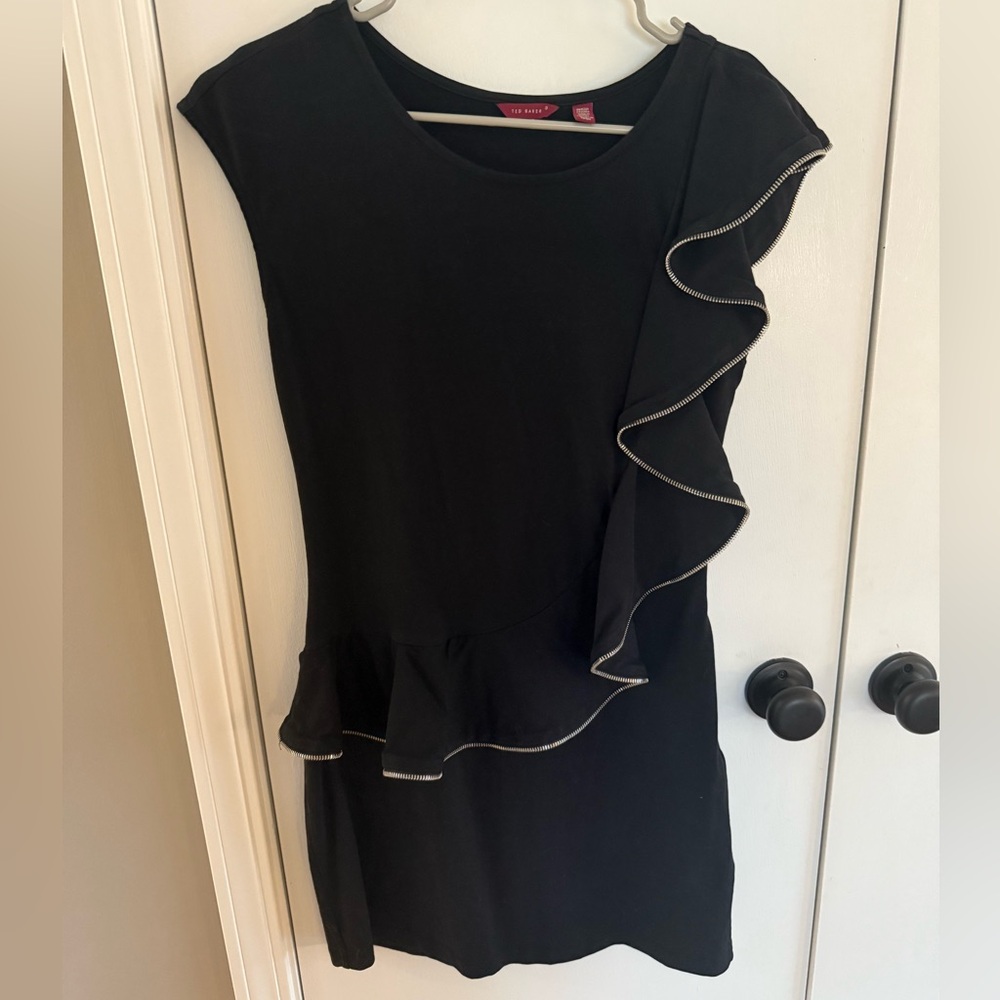 Ted Baker Black Dress with Subtle Ruffle